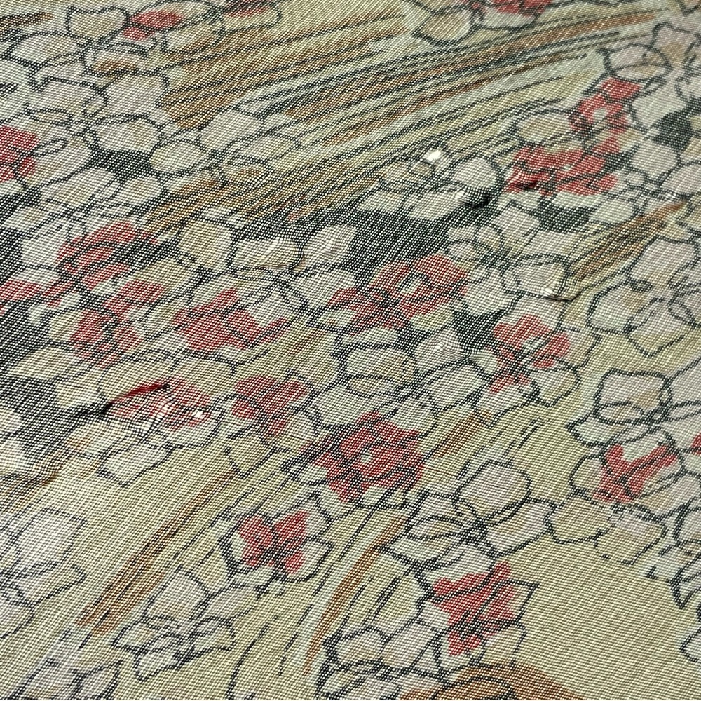 Vintage Silk Scarf Floral FLAWS Green Cream Retro Square Border Women Autumn‎ - Picture 11 of 16